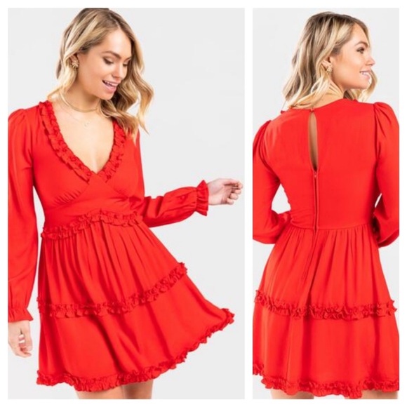 Mi Ami by Francesca’s red ruffle mini dress.  New with tags. Size Medium. - Picture 1 of 13